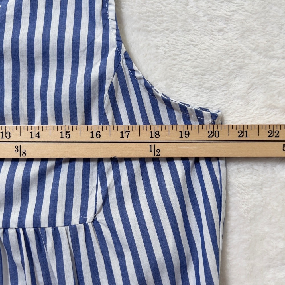 Pomander Place Kenzo Tiered Mini Dress Womens Sz XL Blue Striped Sleeveless - Picture 9 of 10
